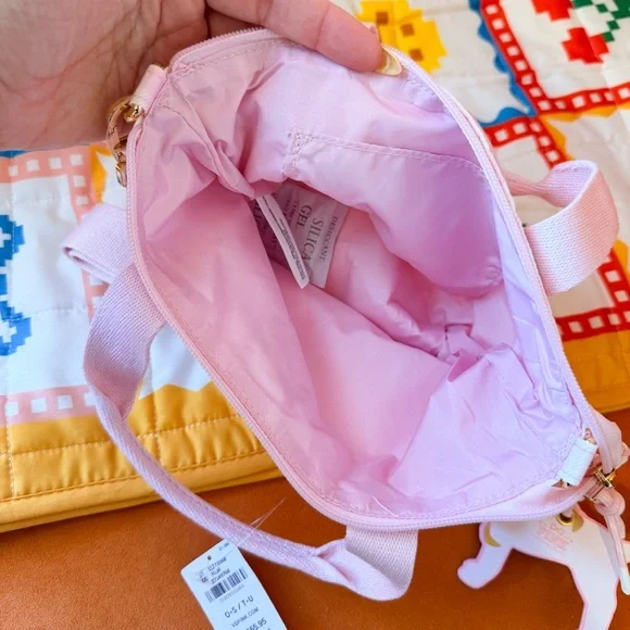 LoveShackFancy x VS Pink - Mini Crossbody Tote, Pink Gingham - Picture 4 of 5